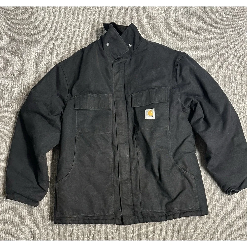 Carhartt Mens Black Large Traditional Arctic Quilt Lined Duck Coat C003